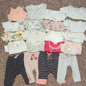 Baby One Pieces And Pants Bundle - Assorted Colors